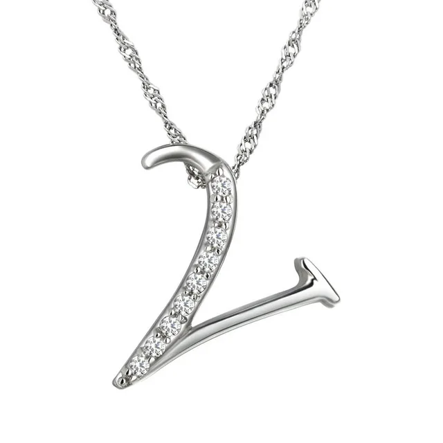 10pcs lot fashion simple style noble crystal letter v pendant letter v