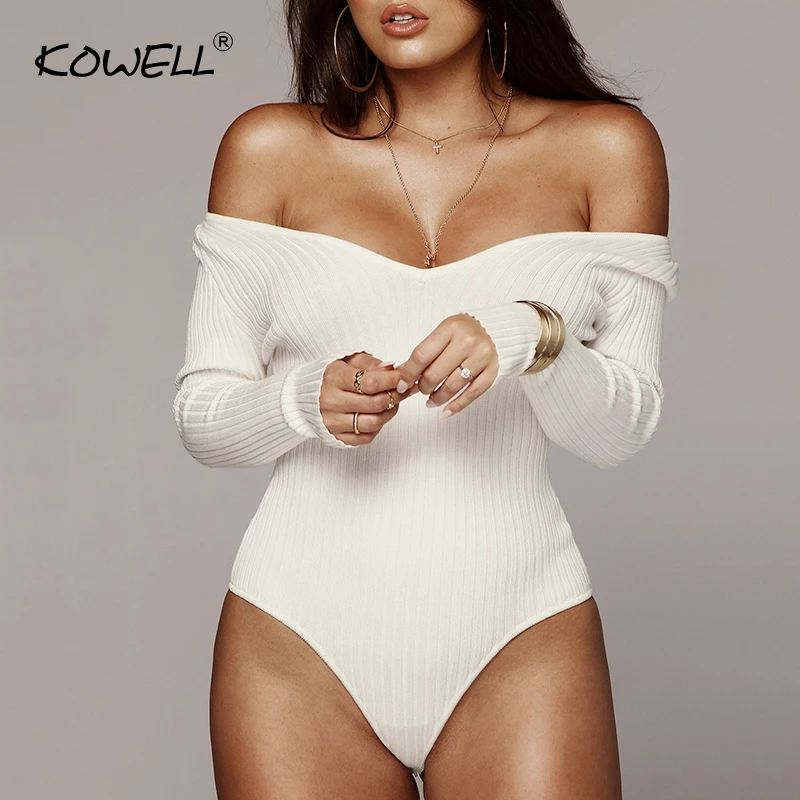 

New Autumn Long Sleeve Skinny Sexy Bodysuit Women Fashion Crew Neck Casual Rompers Womens Jumpsuit White Women Bodysuits 2018