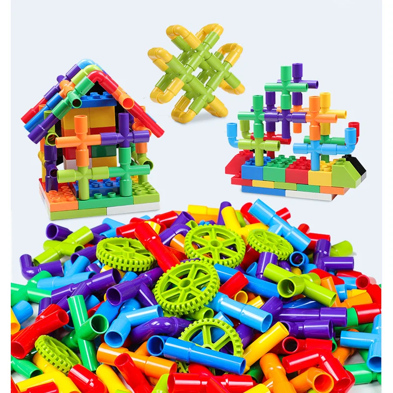 Big Size DIY Building Blocks Colorful Water Pipe Accessories Pipeline Tunnel For Children Compatible With LegoINGly DuploE Brick Big Size DIY Building Blocks Colorful Water Pipe Accessories Pipeline Tunnel For Children Compatible With LegoINGly DuploE Brick