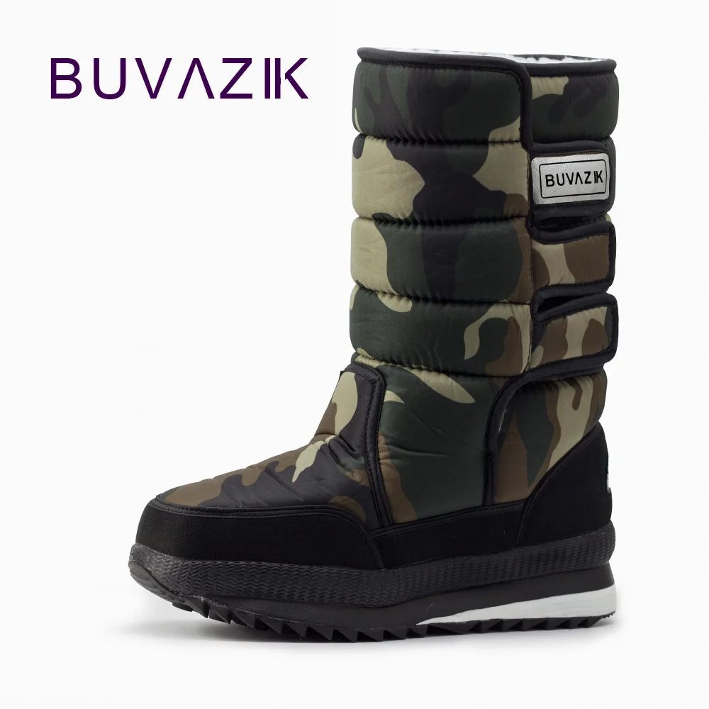 BUVAZIK winter warm men boots thickening platforms waterproof snow