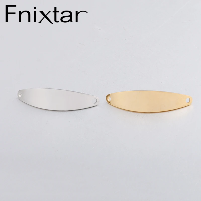 Fnixtar прямоугольные бирки для украшений выгравированный логотип разъем зеркальные шармы полированная нержавеющая сталь DIY Ювелирные изделия 6x18 мм 20 шт./лот