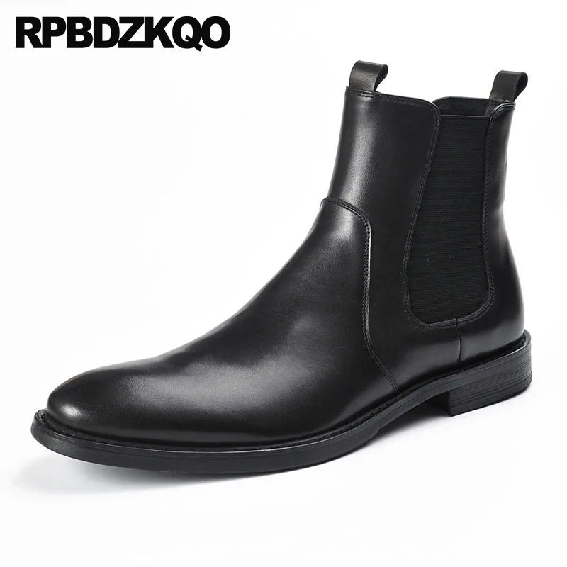 

Slip On Black Stylish Boots Short Casual Designer Shoes Men High Quality Fall 2018 Full Grain Leather Ankle Plus Size Chelsea