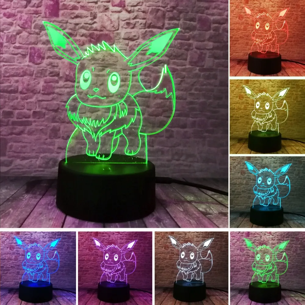 Покебол Pikachu Bulbasaur Bay 3D RGB лампа для ролевых игр фигурка Pokemon Go визуальная иллюзия