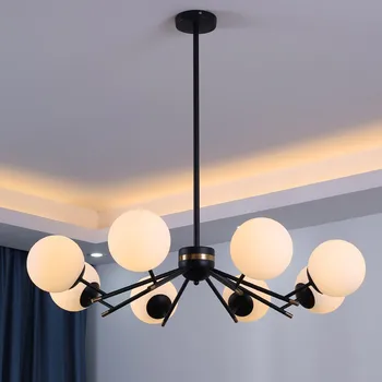 

Modern Glass Ball Chandelier Living Room Kitchen Bedroom Minimalist Long Hanging Chandeliers Lighting lustre