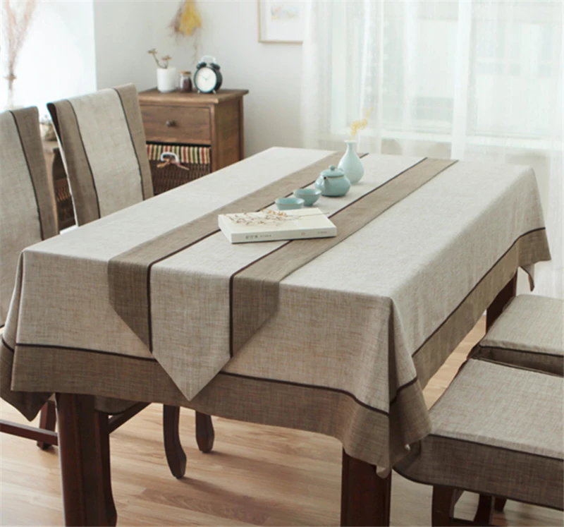 Lanweini Modern Minimalist Style Retro Solid Stripe Table Runner Decorative Chinese Classic Table Flag Cabinet Cover Table Cloth