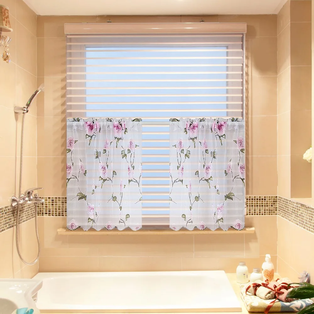 Topfinel цветочные короткие занавески Тюль отвесные занавески для гостиной кухни обработка окна занавески панель-жалюзи