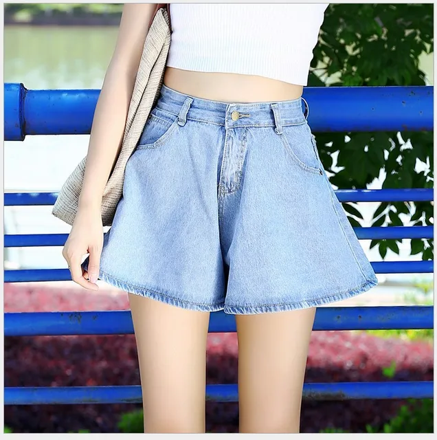 BIVIGAOS Summer Womens Vintage High Waist Flared Skirt Shorts Denim ...