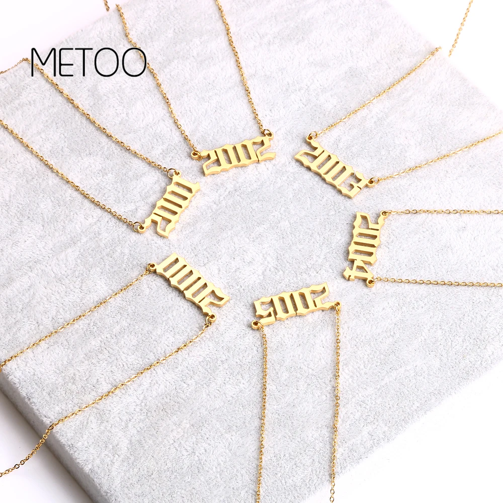 METOO подвеска EL Дата Подвеска Ожерелье дети Старый Английский ожерелье цифры для
