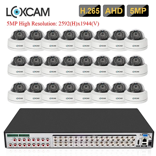 LOXCAM h.265+ 5MP AHD DVR 32CH 5MP NVR комплект CCTV 5MP безопасность уличная АНТИВАНДАЛЬНАЯ ИК камера ночного видения Видео набор для наблюдения - Color: 24 Cameras