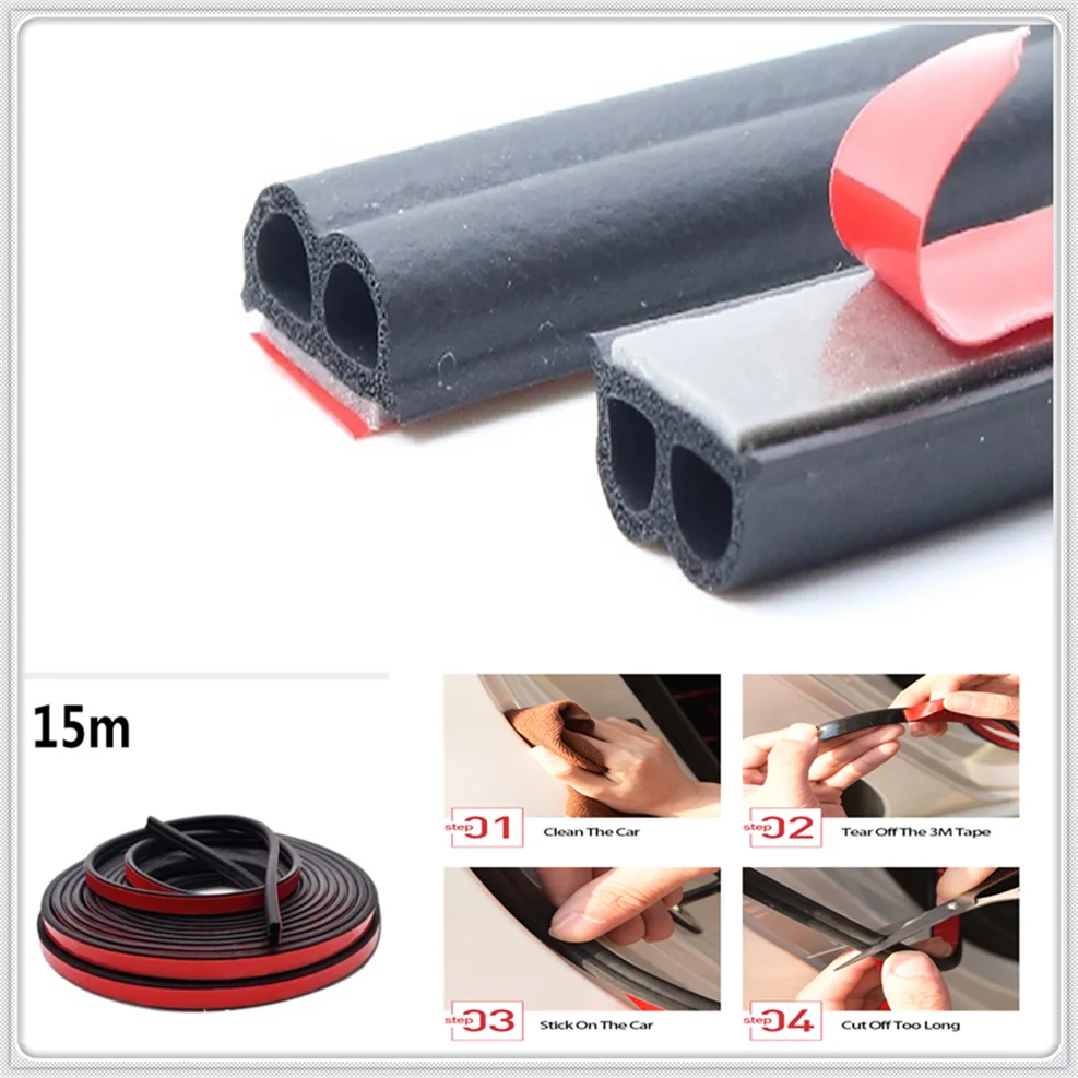 

CAR 10m Door Seal Strip B Type Rubber Sound Noise sealing for Peugeot 206 307 406 407 207 208 308 508 2008 3008 4008