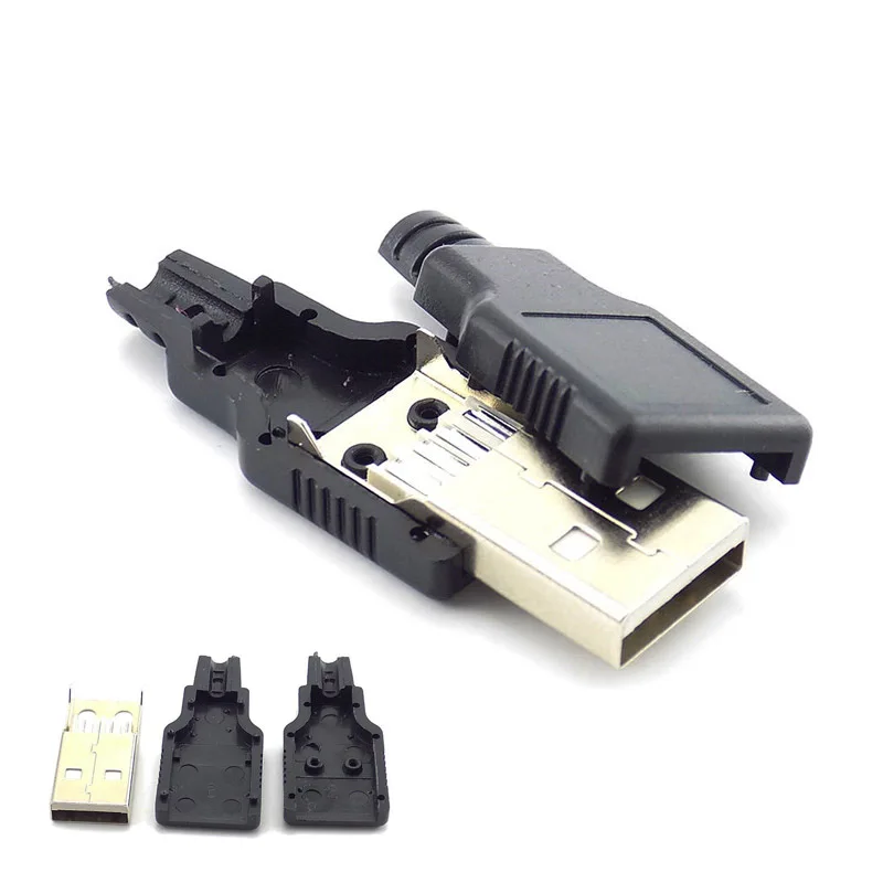 3 в 1 USB-коннектор типа А папа 2 0 4-контактный штекер с черной пластиковой крышкой