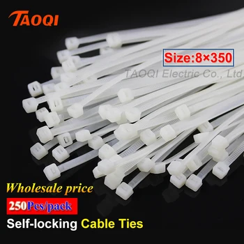 

250Pcs/pack 8*350mm Nylon Cable Ties 5.1mm width Self-locking Plastic Nylon Fasten Wire Zip Tie wholesale price