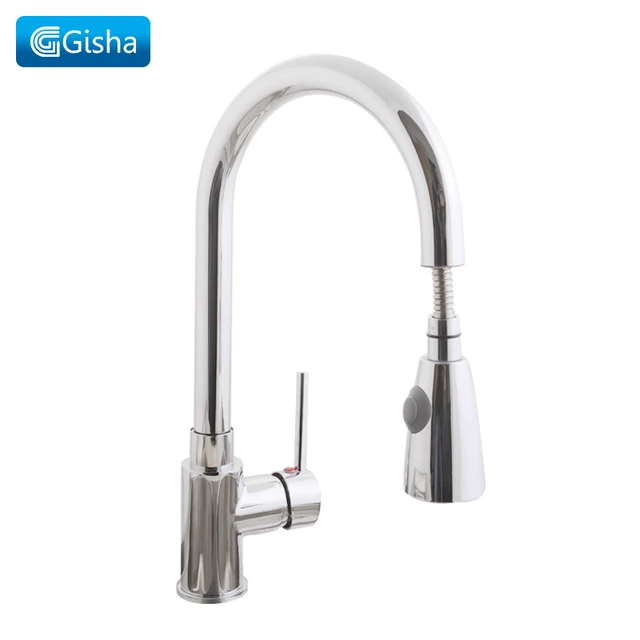 Best Price Gisha Kitchen Faucets Silver Single Handle Pull Out Kitchen Tap Single Hole Handle Swivel 360 Degree Water Mixer Tap Mixer Tap