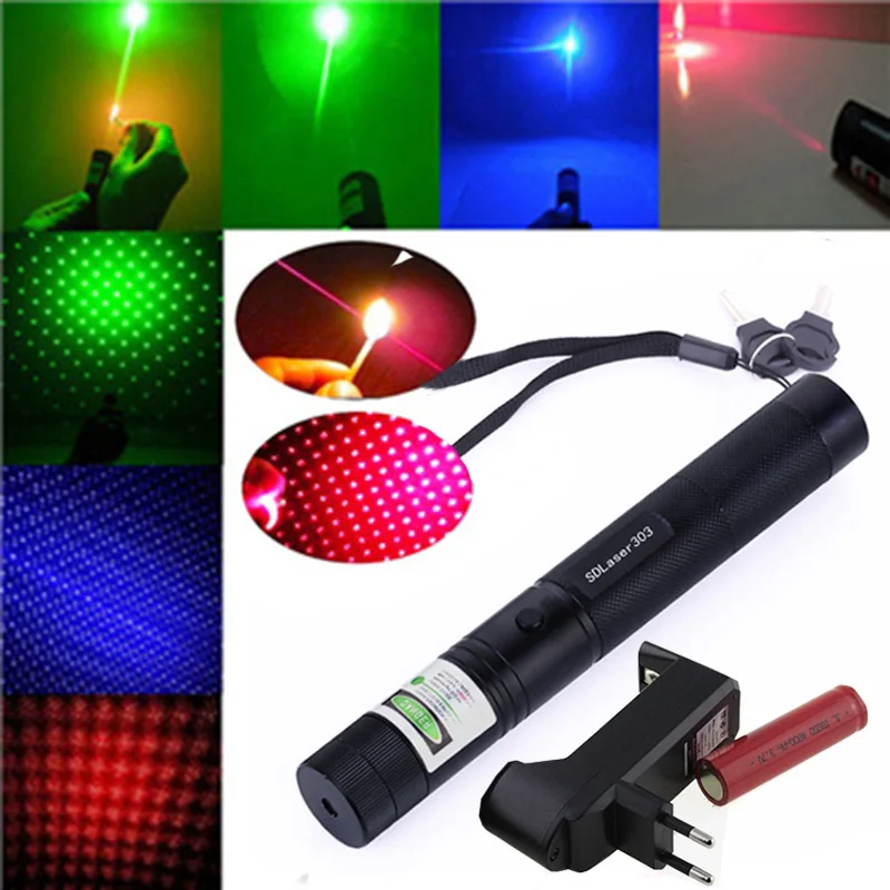 

High power SD 303 Green Red Laser verde Pen Lazer Pointer Burning Beam Burn Match with 18650 Battery Charger