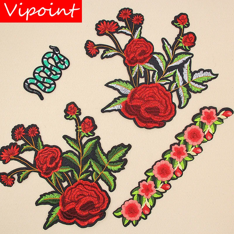 

VIPOINT embroidery big flower patches rose patches badges applique patches for clothing XW-79