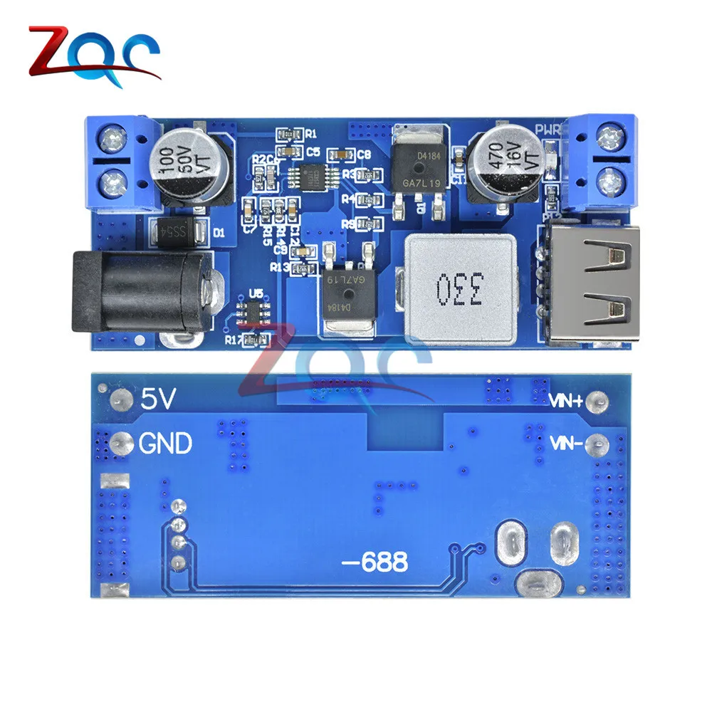Регулируемый понижающий преобразователь источника питания USB LM2596S 24 В/12 В в 5 А
