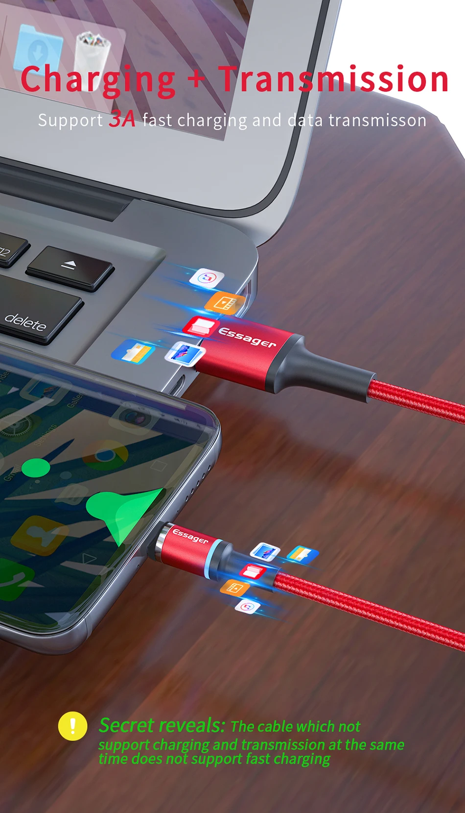 Магнитный Micro USB кабель Essager 3A type-C 3 м для samsung iPhone, Магнитный зарядный кабель USB C, провод, кабели для мобильных телефонов