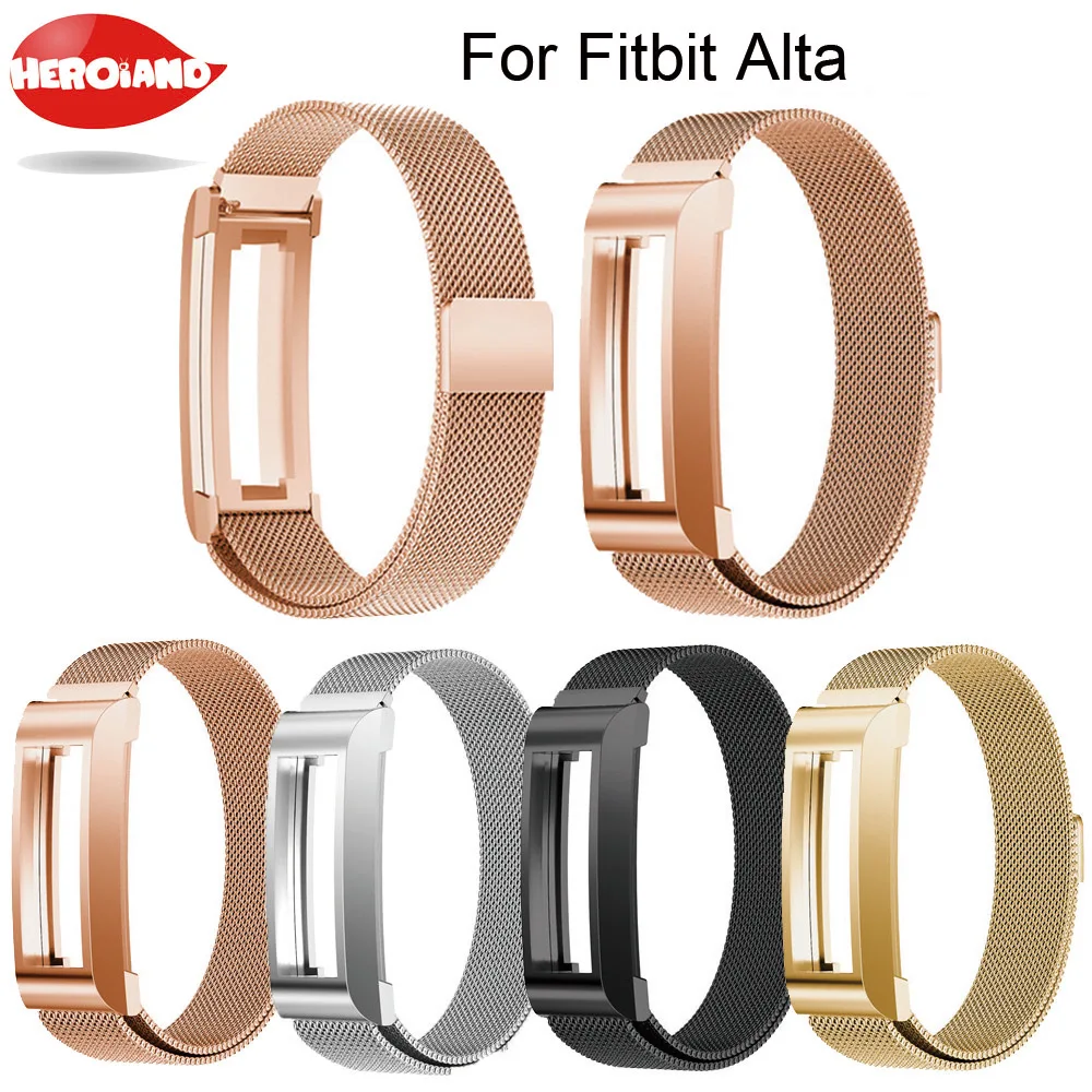 

High Quality 2017 Desgin watch bands rose gold black Stainless Steel Watch Band Strap Metal Clasp+Metal Frame For Fitbit Alta