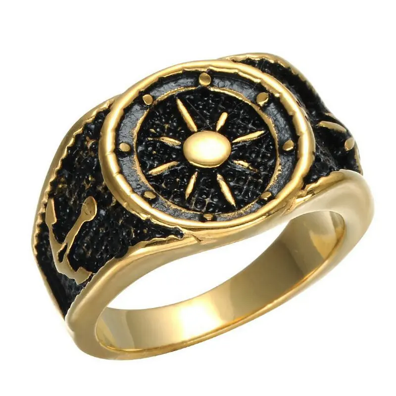 Retro Pirate Ring Men's Stainless Steel Ring Compass Anchor Ring