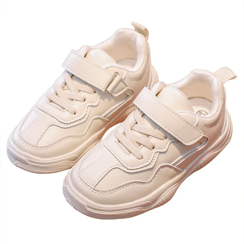 AFDSWG/весенняя обувь для мальчиков из искусственной кожи, белые кроссовки для девочек, Черная спортивная обувь для детей, Бежевые кроссовки