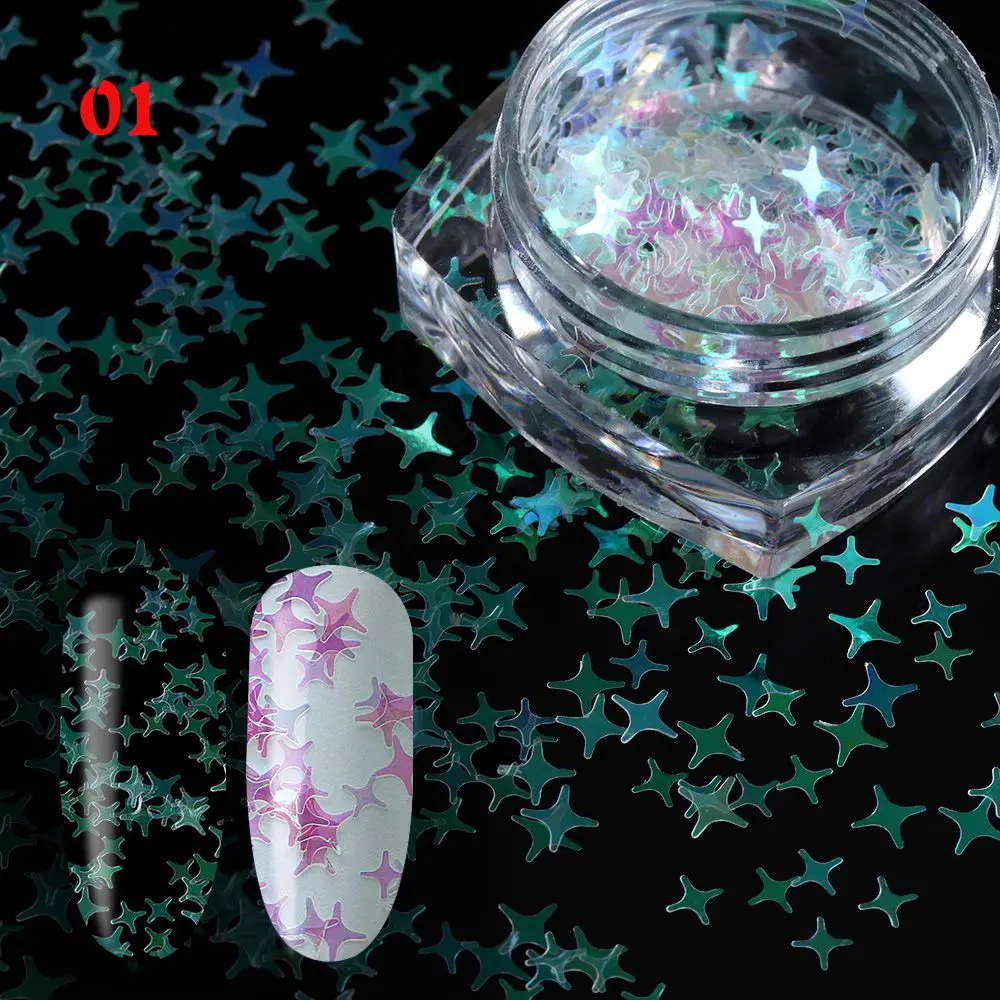 1 коробка макияж 3D смешанный размер звезда под блески для дизайна ногтей тонкие блестки лазерные блестки DIY инструменты для маникюра