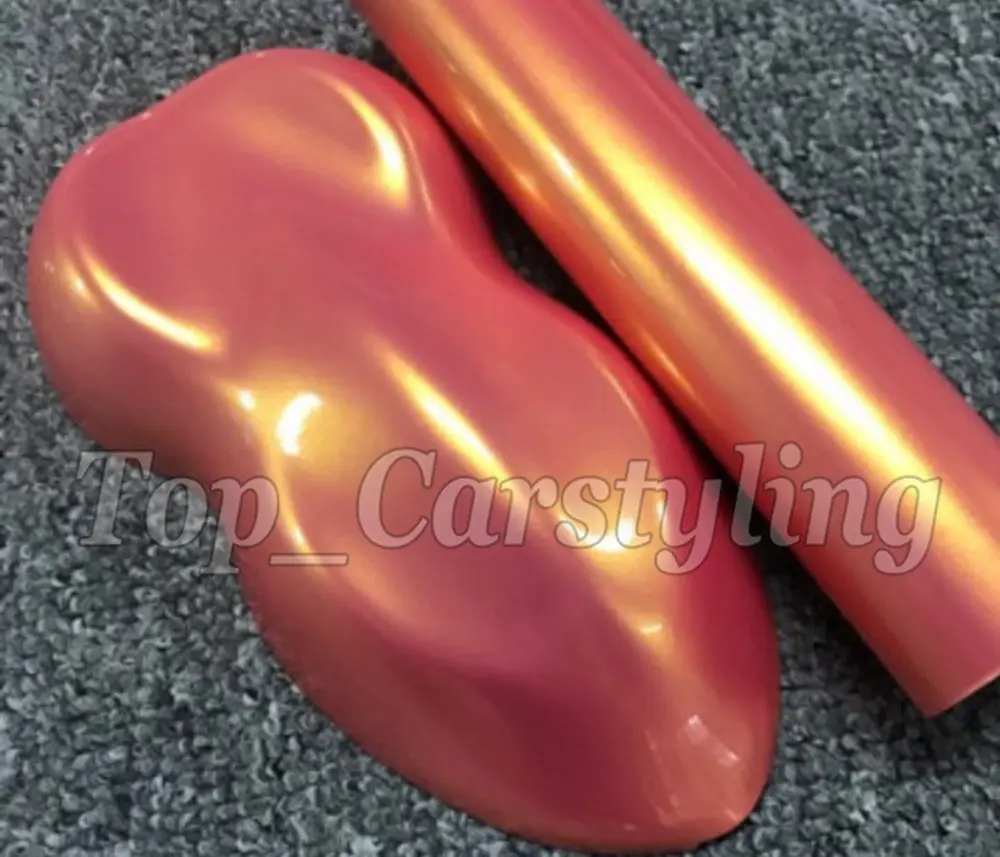 pink gold gloss color shift car wrap styling sheeting 3m hexis color flow (4)