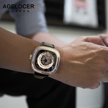 Agelocer Swiss Brand Relogio Masculino Automatic Watch Cowhide Watch Strap Sport Wrist Watch Men Stainless Steel