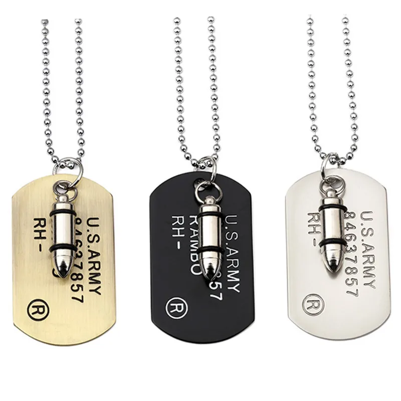 Moda Maschile Annata Antico Dog Tag Pendente Della Collana Carta 