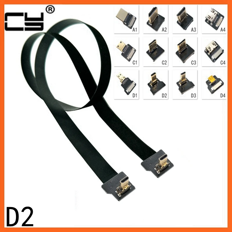 

D2 FPV HDMI RibbonCable Up Angled Micro HDMI to MiniHDMI Male FPC Flat ffc hdmiCord for Multicopter Aerial Photography