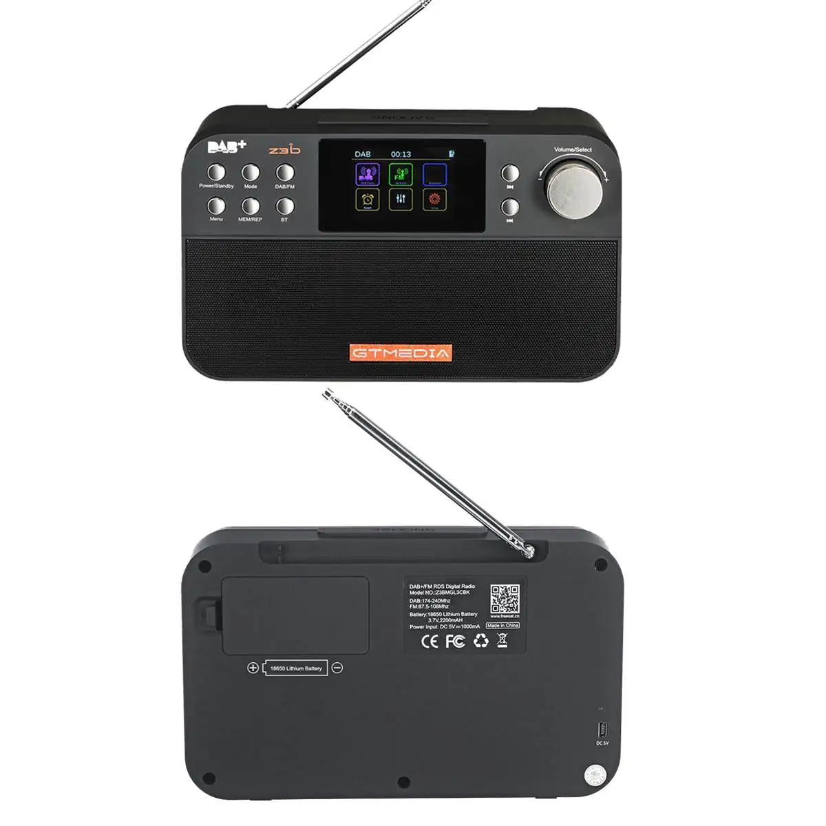 Портативный bluetooth 4,0 Цифровой радио DAB+ FM RDS Многополосный Радио стерео динамик с TFT дисплеем будильник таймер сна