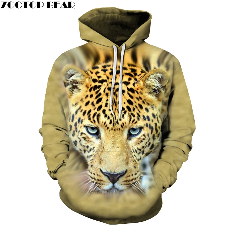 Buy 3D Printed Leopard Hoodies Mens Animal Sweatshirts