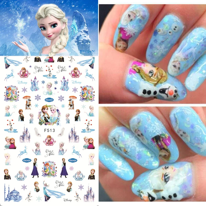 

1pcs 3D Super Thin Nail Sticker Tips Winter Style Design Nail Art Adhesive Decals Manicure Princess Decoration Nail Wraps F513
