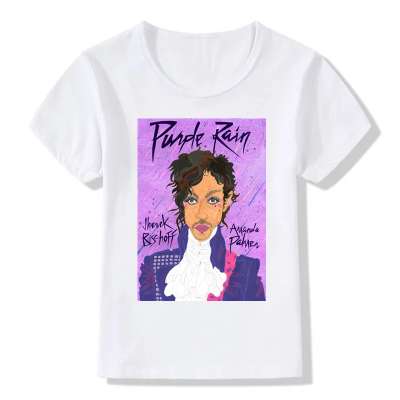 2019 детская фиолетовая футболка с дождем и принтом принца, летняя футболка с короткими рукавами для мальчиков и девочек повседневные топы