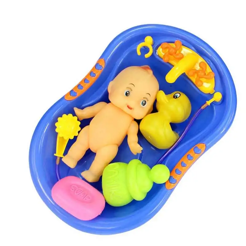 Baby Doll in Bath Tub With Shower Accessories Set Kids Pretend Role Play Toy Random Color @Z251 775 YJS Dropship