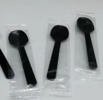 

5000pcs black Disposable individual packing Cake Ice Cream spoon plastic spoon