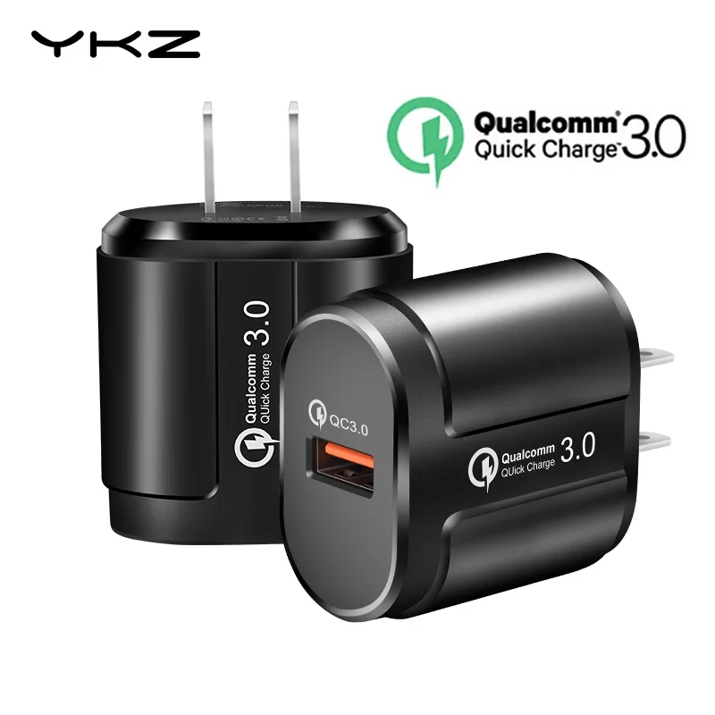 

YKZ USB Charger Quick Charge 3.0 Adapter US Plug Travel Wall Mobile Phone Charger for iPhone Samsung Xiaomi Qualcomm QC 3.0 3 0