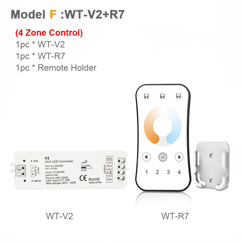 12В светодиодный диммер WW CW 2CH 2,4G RF беспроводной пульт дистанционного управления смарт Wifi DC 24V 12 вольт CCT контроллер для CT одноцветный светодиодный светильник - Цвет: Model F