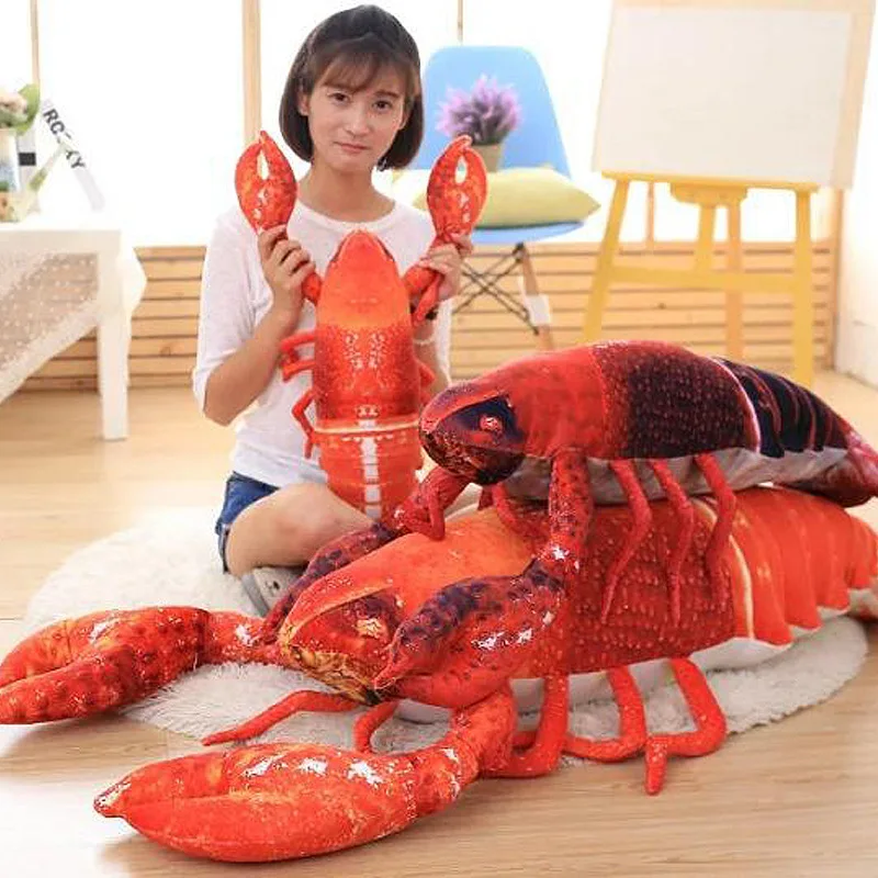 Realistic Large Size Red Lobster Dolls Lifelike Sea Life Plush Stuffed