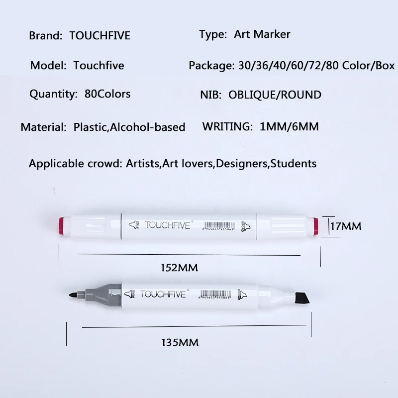 TouchFIVE 30/40/60/80/168 Цвет маркер для рисования набор двуглавый художественный эскиз жирной на спиртовой основе маркеры для анимации ручка