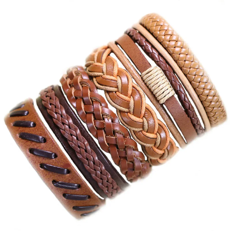 Мужской кожаный браслет ручной работы 6 шт./лот 2020|bracelets for|leather bracelets for womenmens leather |