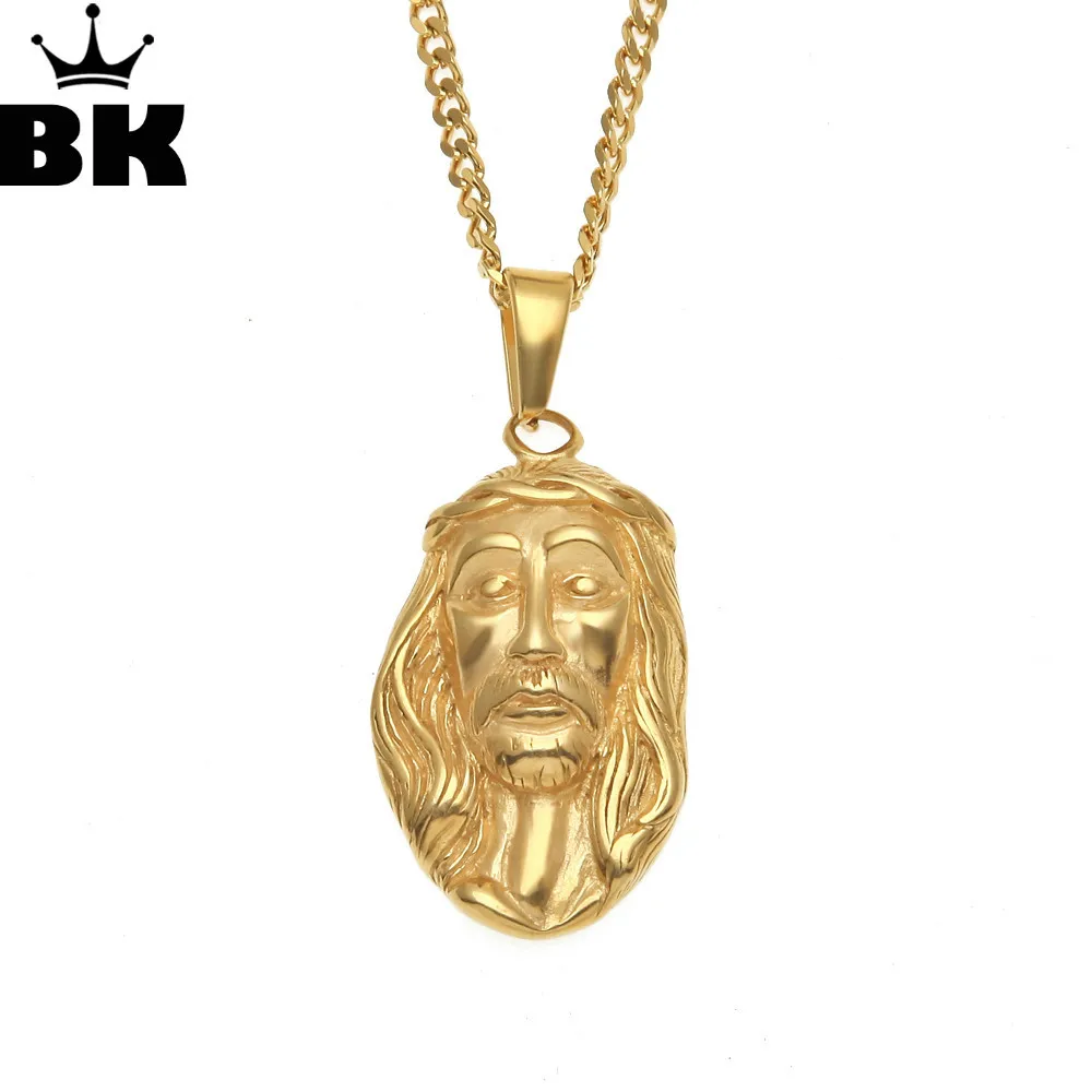 Cristo Redentor Necklaces Mens Gold Jesus Piece Head Pendant Necklace