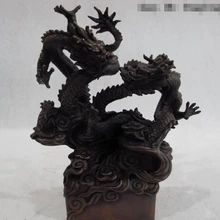 USPS в США S0311 8 Китай Дворец Фэншуй Медь Бронза Два Дракона Играть В Мяч Император Уплотнение Статуя