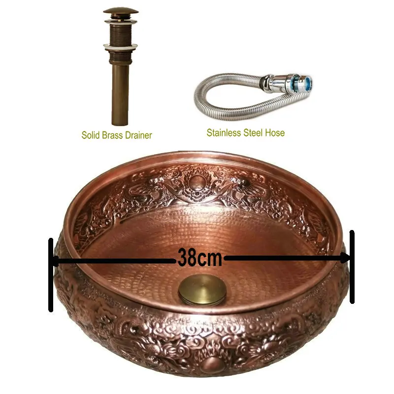 Выгравированы двойной дракон медный счётчик топ ванная комната раковина умывальник - Цвет: Sink 2 Package 1