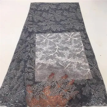 

French Net Lace Fabric 2018 Latest african guipure lace fabric with embroidery mesh tulle pink cord Sequins lace fabric H1515
