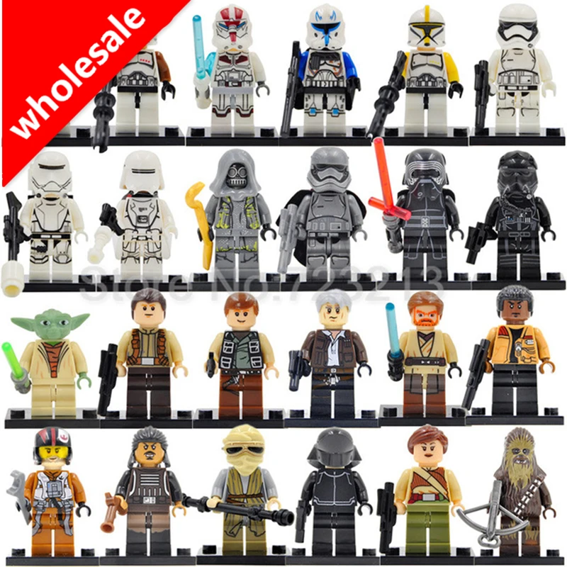 

Wholesale 20pcs/lot Clone Trooper Yoda Figure Luke Obi Wan Kenobi Figure Building Blocks Model Bricks Toys