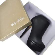 Onlymaker women's Sexy High Heel Platform Ankle Bootie Lace Up Stiletto  flock Boots plus size US5~US15