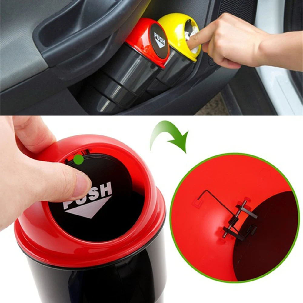 Mini Home Auto Car Waste Trash Rubbish Bin Can Garbage Dust Case Storage Holder Automobiles Storage Bag
