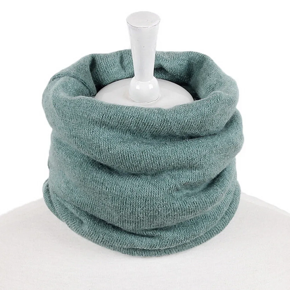 Зимний женский шарф однотонный теплый вязаный хомут шеи хлопок шаль-кольцо шарф женский шарф