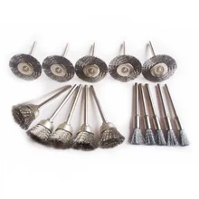 15pcs Steel Wire Wheel Brush dremel accessories rotary tool for mini drill tools electric burr deburring brushed wheels disc
