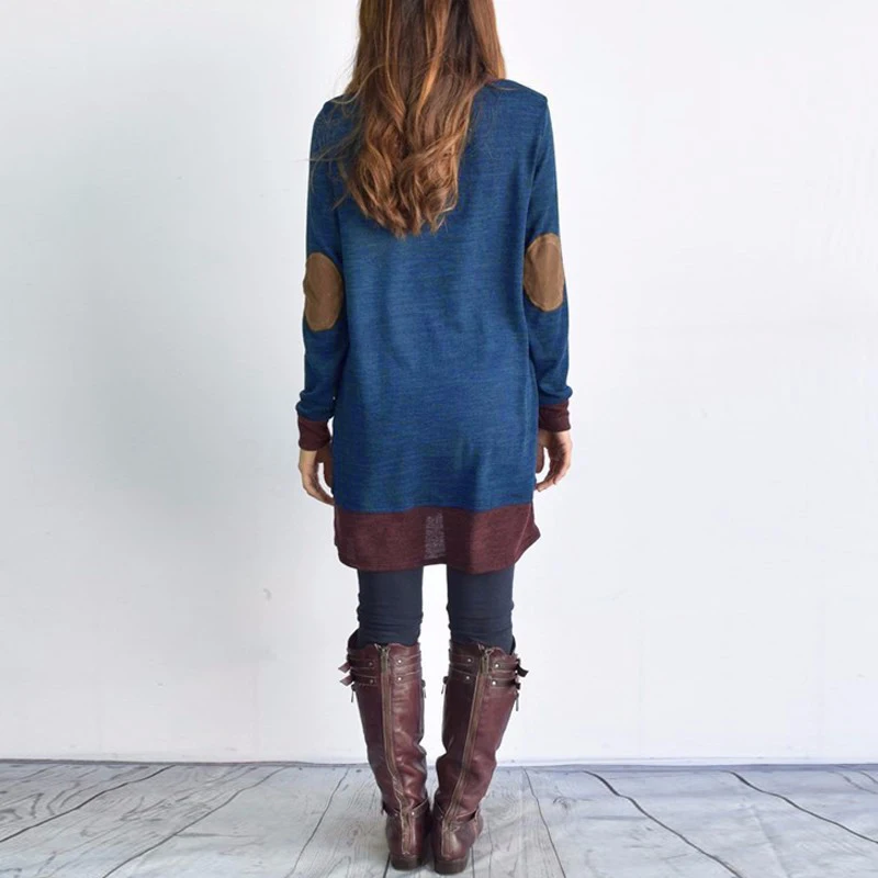 BBYES Plus Szie Women Cowl Neck Tops Women's Long Sleeve Pullover Casual Patchwork Shirt Tops Blouse S-5XL